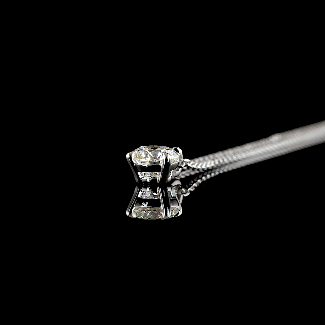 0.52 CT Round Lab Grown Diamond Solitaire Necklace Pendant 18" (F Color and VS1 Clarity)