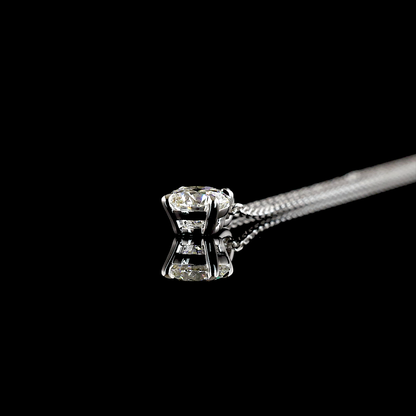 0.52 CT Round Lab Grown Diamond Solitaire Necklace Pendant 18" (F Color and VS1 Clarity)