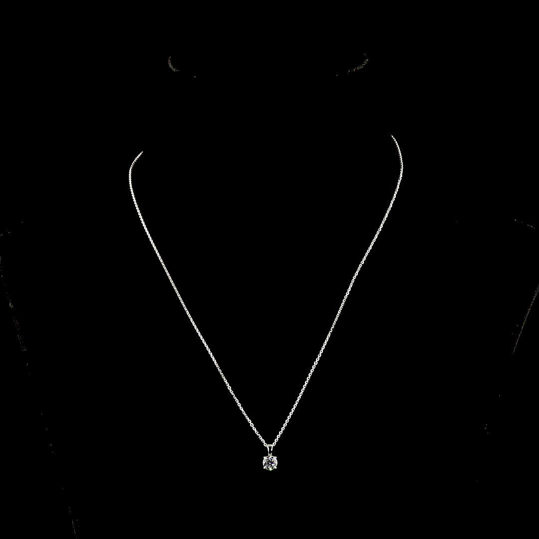 0.52 CT Round Lab Grown Diamond Solitaire Necklace Pendant 18" (F Color and VS1 Clarity)