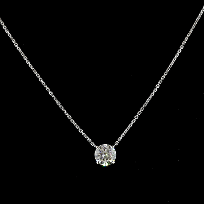 1.03 CT Round Lab Grown Diamond Solitaire Necklace Pendant 17" (D Color and VS2 Clarity)