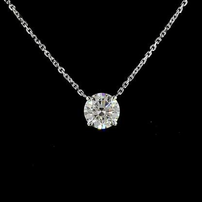 1.03 CT Round Lab Grown Diamond Solitaire Necklace Pendant 17" (D Color and VS2 Clarity)
