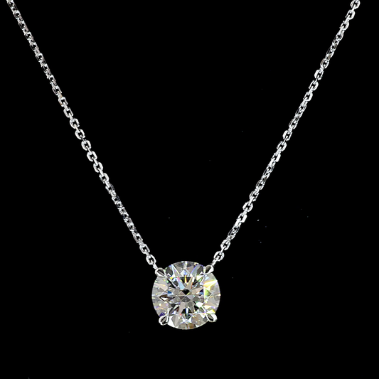 2.03 CT Round Lab Grown Diamond Solitaire Necklace Pendant (F Color and VS1 Clarity)