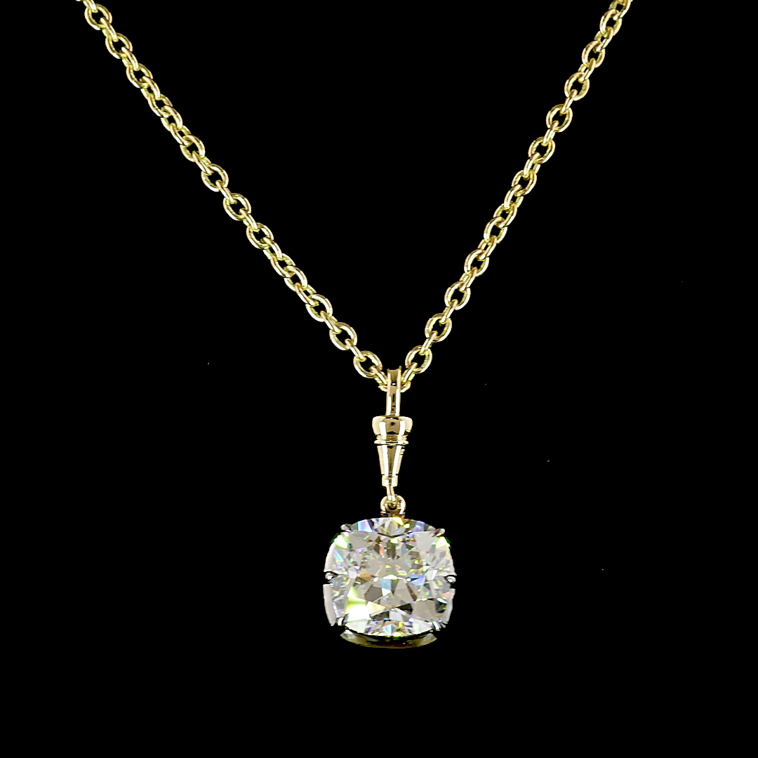 3.10 CT Cushion Brilliant Lab Grown Diamond Solitaire Necklace Pendant 16.5" (E Color and VVS2 Clarity)