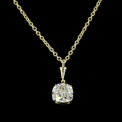 3.10 CT Cushion Brilliant Lab Grown Diamond Solitaire Necklace Pendant 16.5" (E Color and VVS2 Clarity)