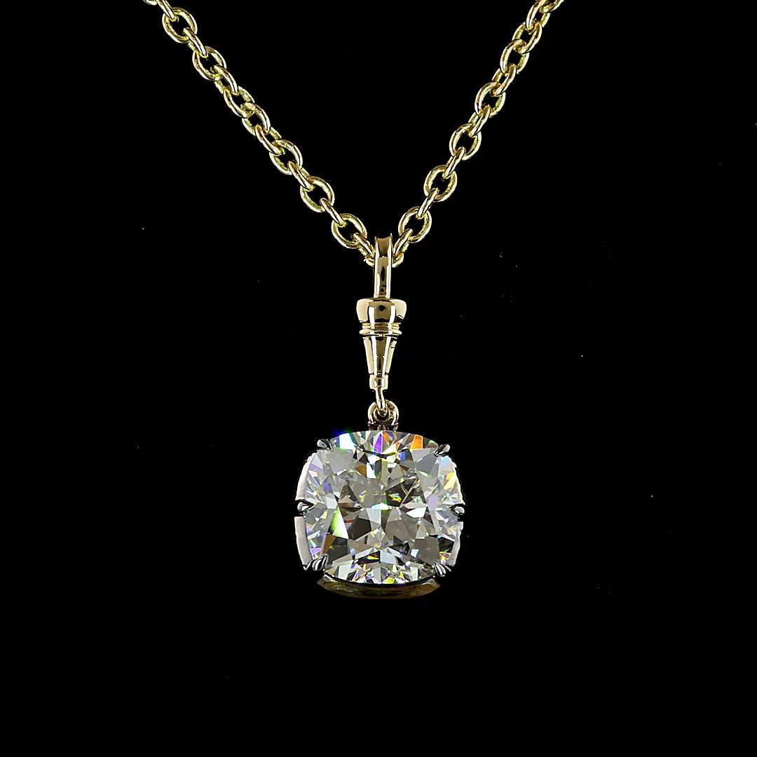 3.10 CT Cushion Brilliant Lab Grown Diamond Solitaire Necklace Pendant 16.5" (E Color and VVS2 Clarity)