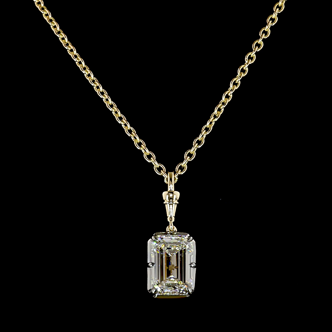 3.04 CT Emerald Lab Grown Diamond Solitaire Necklace Pendant 16.5" (E Color and VVS2 Clarity)