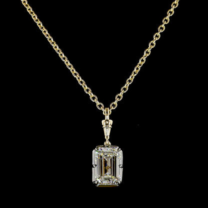 3.04 CT Emerald Lab Grown Diamond Solitaire Necklace Pendant 16.5" (E Color and VVS2 Clarity)