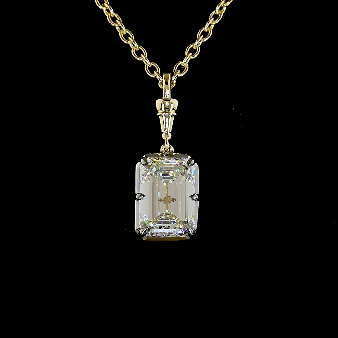 3.04 CT Emerald Lab Grown Diamond Solitaire Necklace Pendant 16.5" (E Color and VVS2 Clarity)
