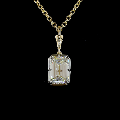3.04 CT Emerald Lab Grown Diamond Solitaire Necklace Pendant 16.5" (E Color and VVS2 Clarity)