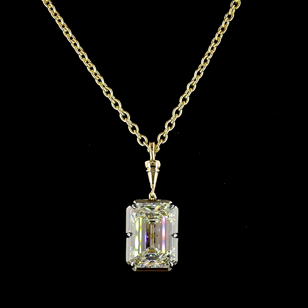 5.00 CT Emerald Lab Grown Diamond Solitaire Necklace Pendant 16.5" (F Color and VVS2 Clarity)