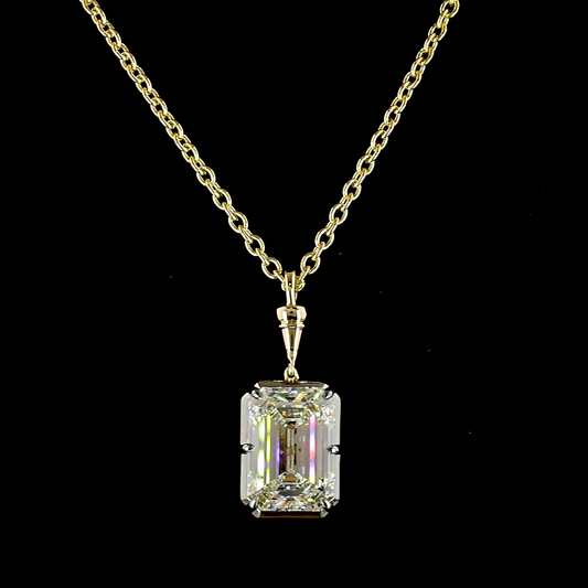 5.00 CT Emerald Lab Grown Diamond Solitaire Necklace Pendant 16.5" (F Color and VVS2 Clarity)