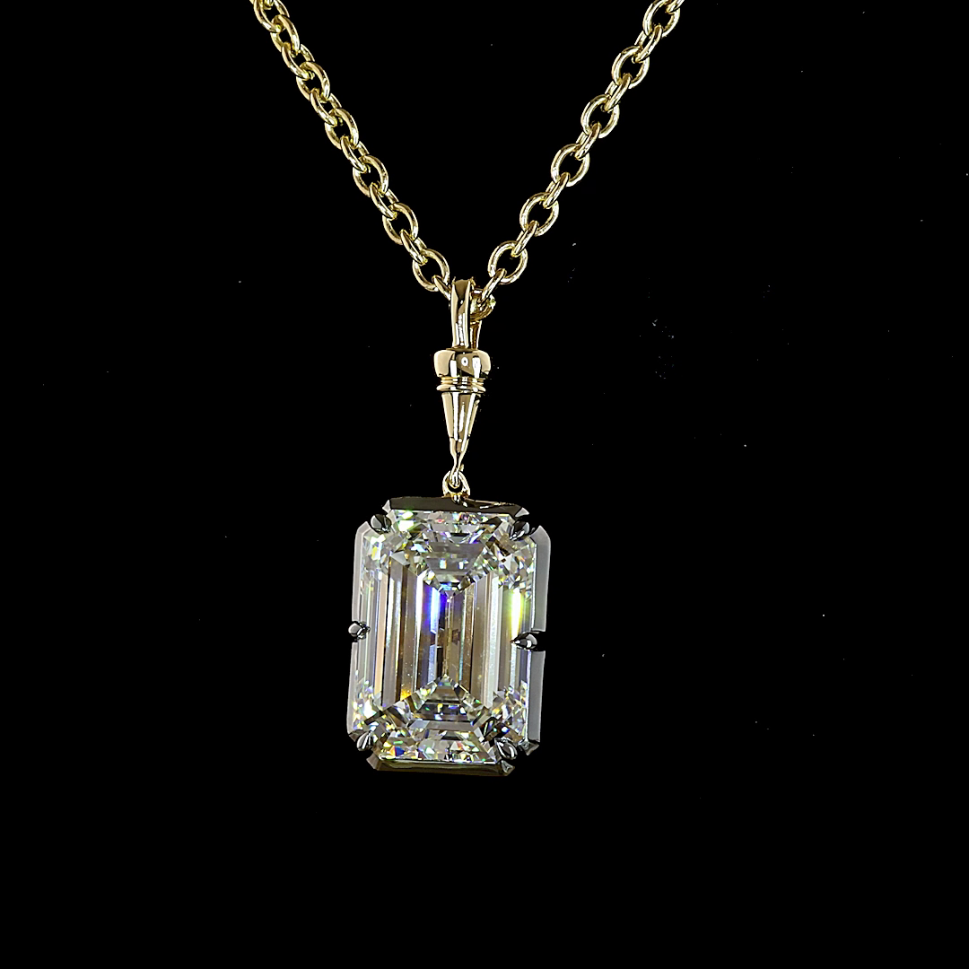 5.00 CT Emerald Lab Grown Diamond Solitaire Necklace Pendant 16.5" (F Color and VVS2 Clarity)