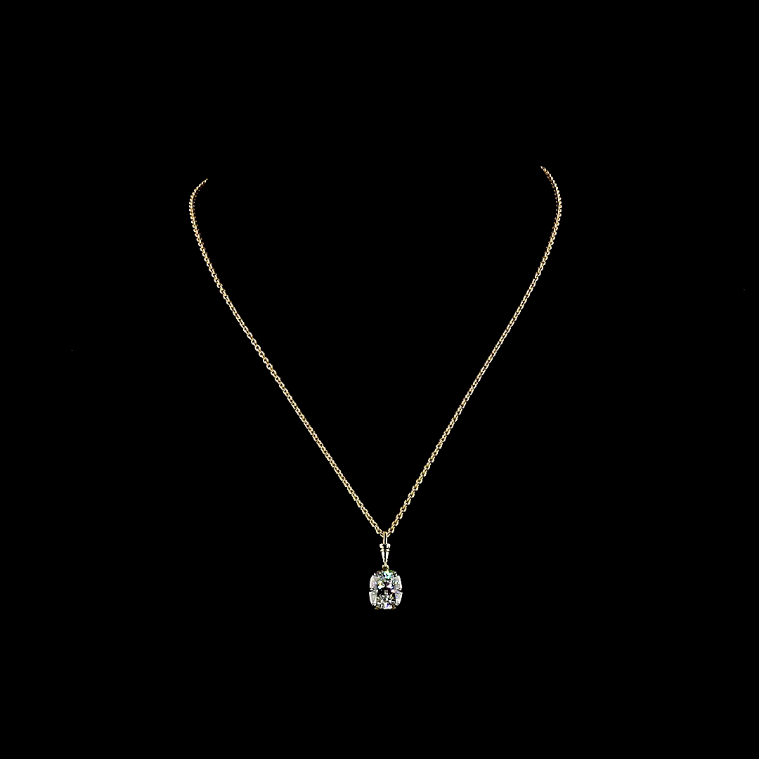 3.12 CT Cushion Brilliant Lab Grown Diamond Solitaire Necklace Pendant 16.5" (E Color and VVS2 Clarity)