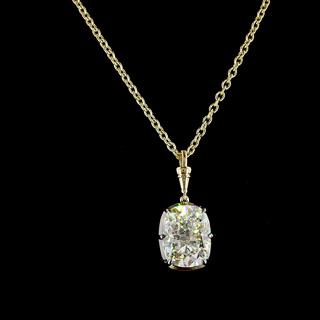 5.12 CT Cushion Brilliant Lab Grown Diamond Solitaire Necklace Pendant 16.5" (D Color and VVS2 Clarity)
