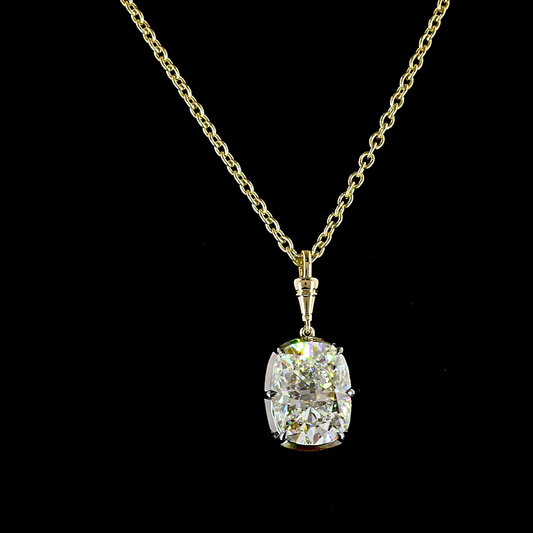5.12 CT Cushion Brilliant Lab Grown Diamond Solitaire Necklace Pendant 16.5" (D Color and VVS2 Clarity)