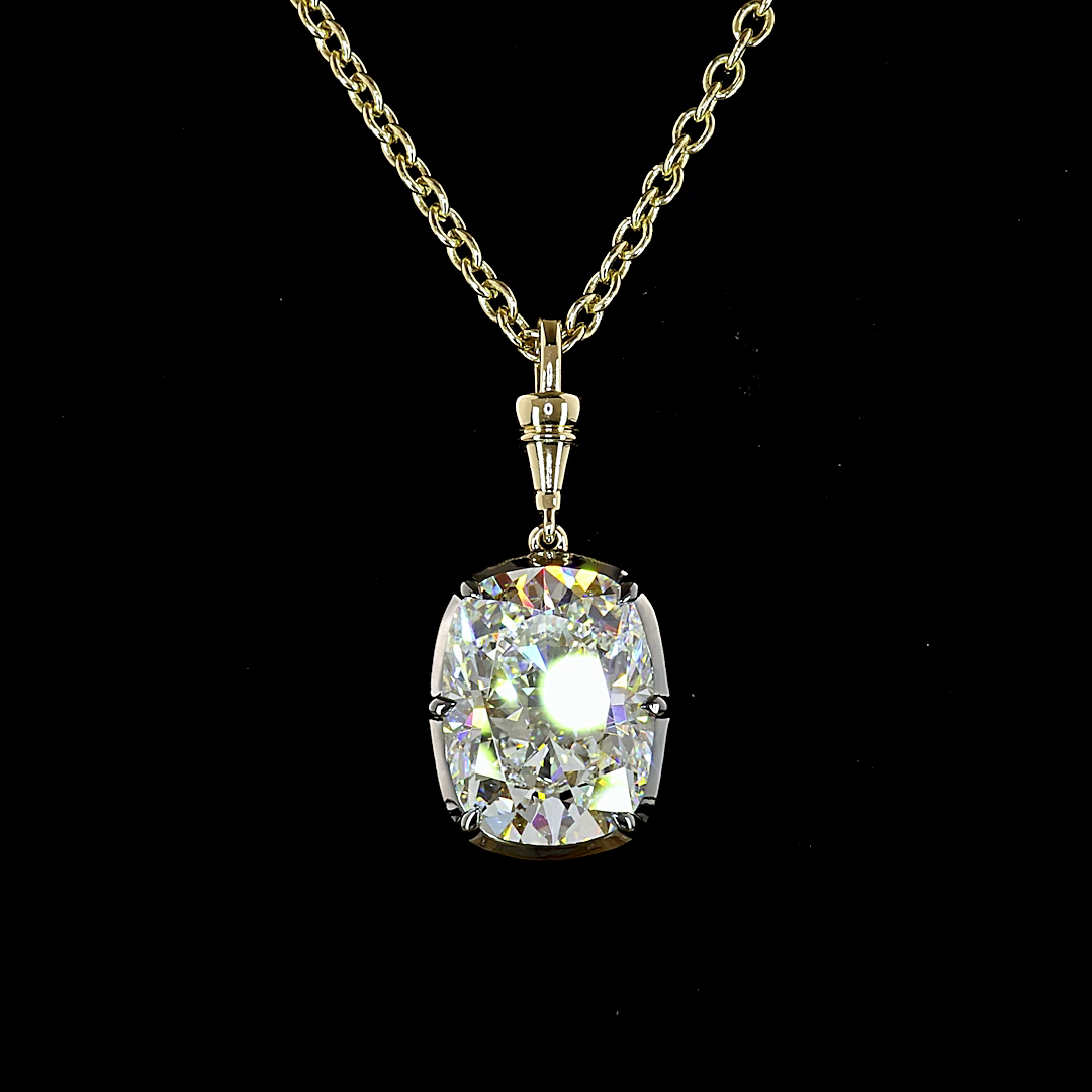 5.12 CT Cushion Brilliant Lab Grown Diamond Solitaire Necklace Pendant 16.5" (D Color and VVS2 Clarity)