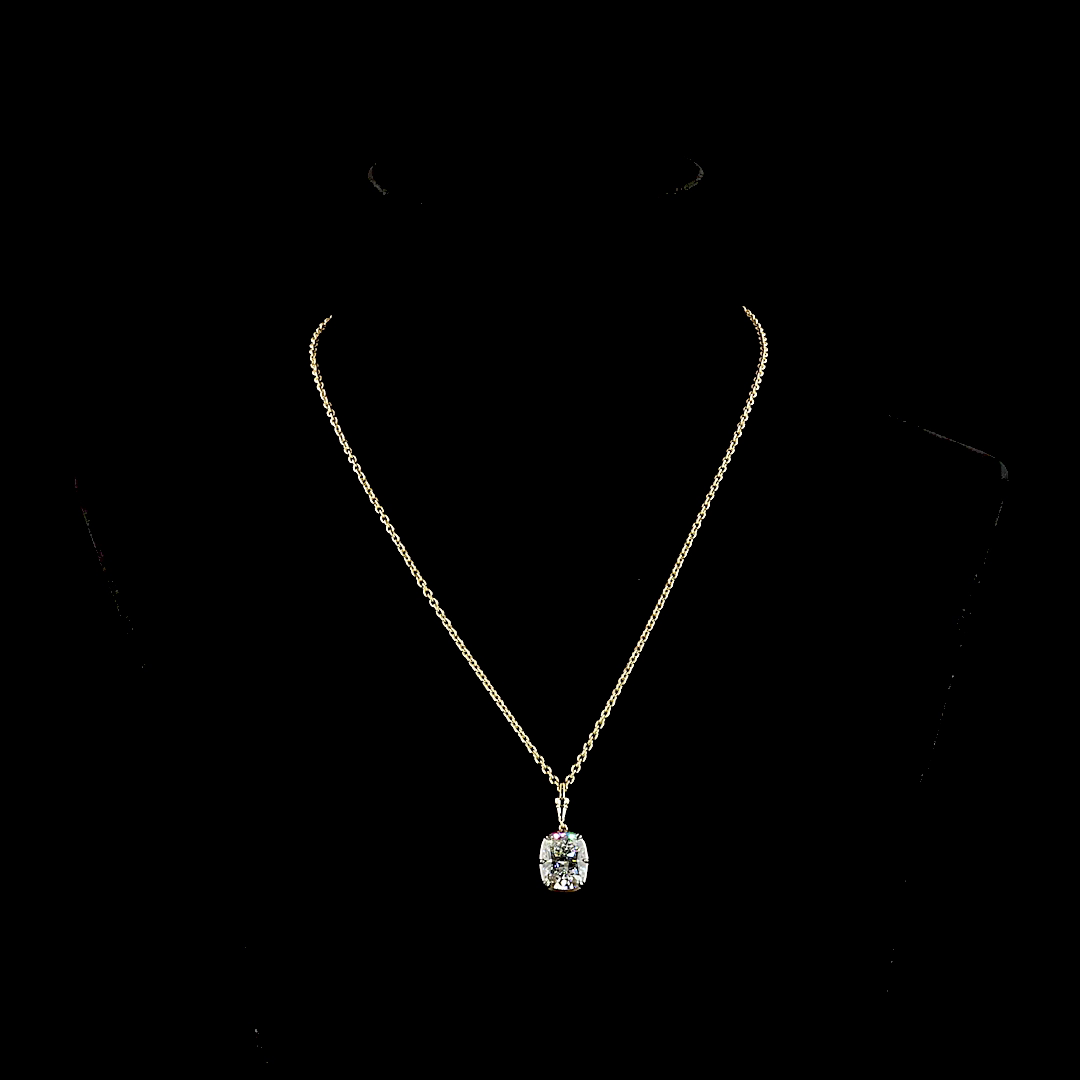 5.12 CT Cushion Brilliant Lab Grown Diamond Solitaire Necklace Pendant 16.5" (D Color and VVS2 Clarity)