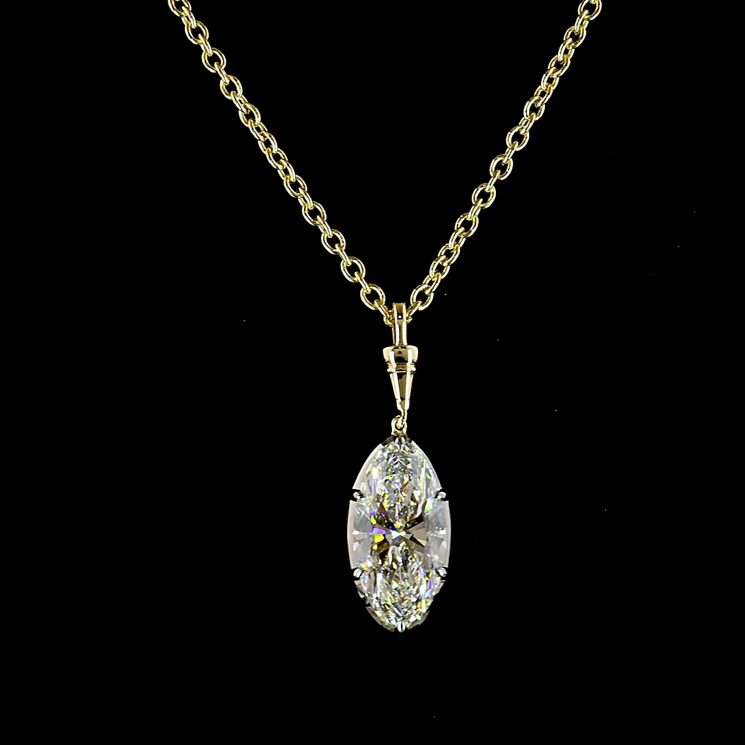 3.05 CT MO Lab Grown Diamond Solitaire Necklace Pendant 16.5" (E Color and VVS2 Clarity)