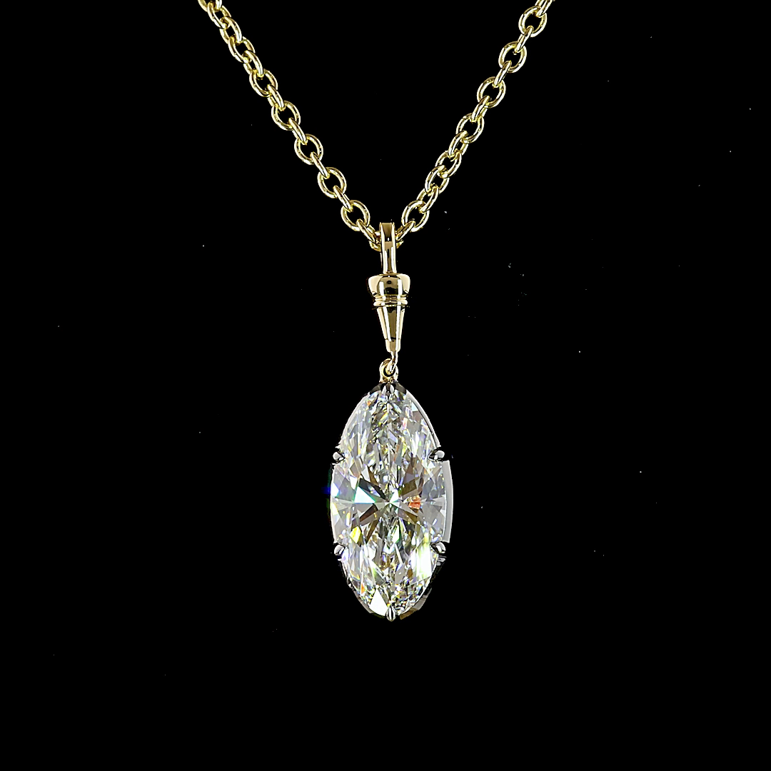 3.05 CT MO Lab Grown Diamond Solitaire Necklace Pendant 16.5" (E Color and VVS2 Clarity)