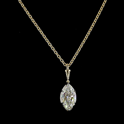 3.04 CT Marquise Lab Grown Diamond Solitaire Necklace Pendant 16.5" (E Color and VVS2 Clarity)