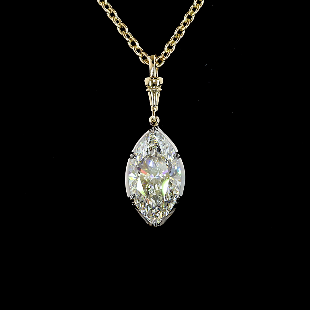 3.04 CT Marquise Lab Grown Diamond Solitaire Necklace Pendant 16.5" (E Color and VVS2 Clarity)