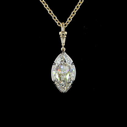3.04 CT Marquise Lab Grown Diamond Solitaire Necklace Pendant 16.5" (E Color and VVS2 Clarity)