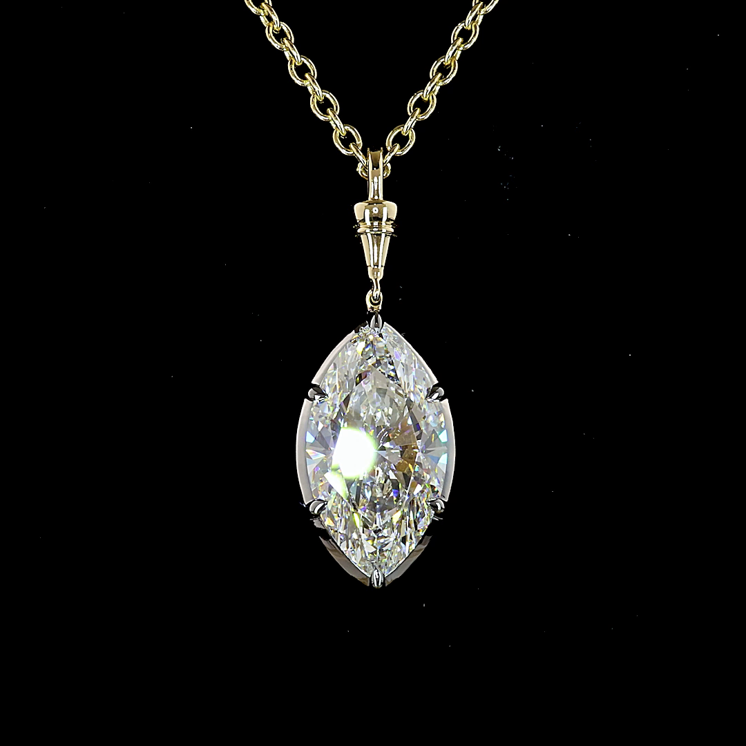 5.09 CT Marquise Lab Grown Diamond Solitaire Necklace Pendant 16.5" (E Color and VVS2 Clarity)