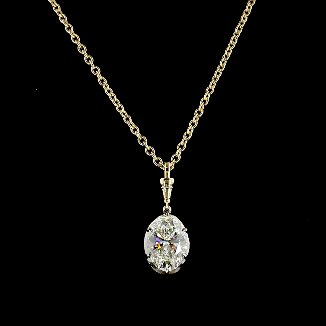 3.06 CT Oval Lab Grown Diamond Solitaire Necklace Pendant 16.5" (E Color and VVS2 Clarity)
