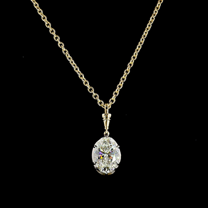 3.06 CT Oval Lab Grown Diamond Solitaire Necklace Pendant 16.5" (E Color and VVS2 Clarity)