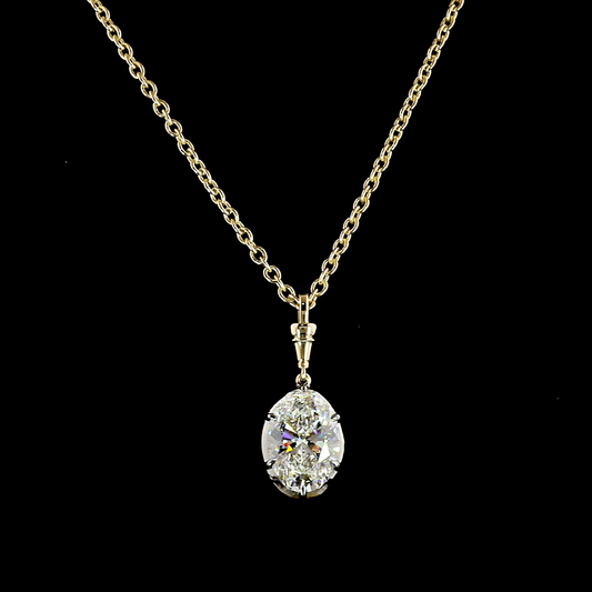 3.06 CT Oval Lab Grown Diamond Solitaire Necklace Pendant 16.5" (E Color and VVS2 Clarity)