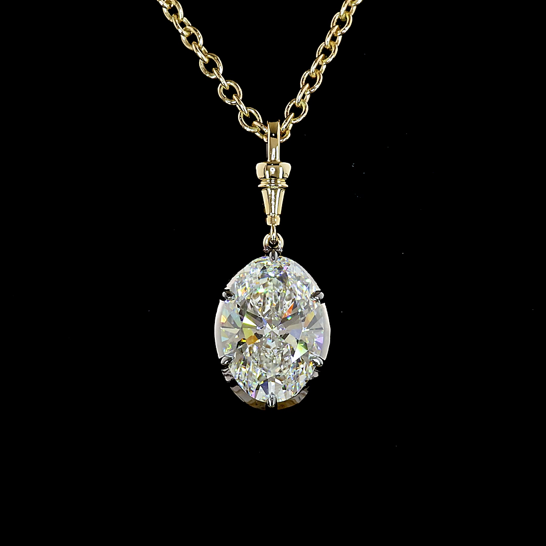 3.06 CT Oval Lab Grown Diamond Solitaire Necklace Pendant 16.5" (E Color and VVS2 Clarity)
