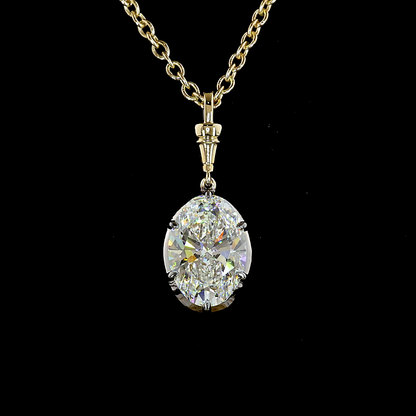 3.06 CT Oval Lab Grown Diamond Solitaire Necklace Pendant 16.5" (E Color and VVS2 Clarity)