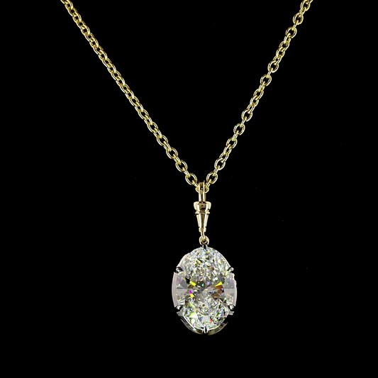 5.05 CT Oval Lab Grown Diamond Solitaire Necklace Pendant 16.5" (D Color and VVS1 Clarity)