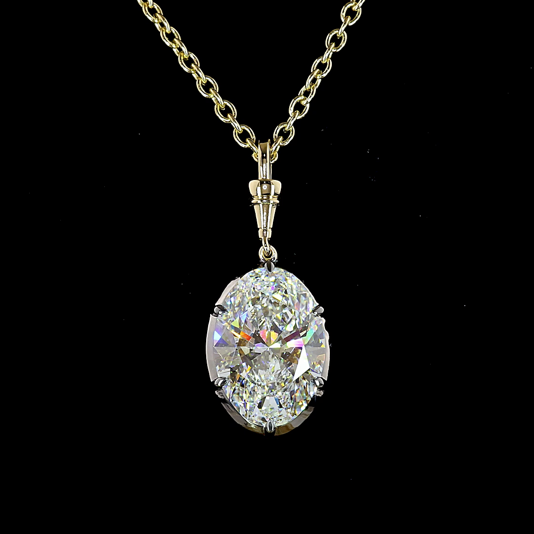 5.05 CT Oval Lab Grown Diamond Solitaire Necklace Pendant 16.5" (D Color and VVS1 Clarity)