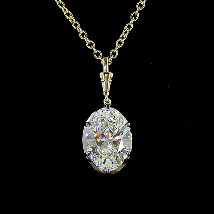 5.05 CT Oval Lab Grown Diamond Solitaire Necklace Pendant 16.5" (D Color and VVS1 Clarity)