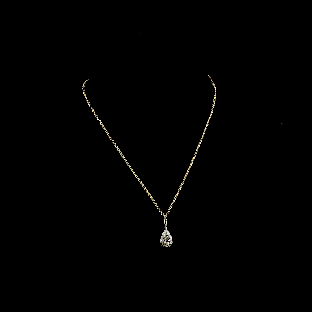 3.00 CT Pear Lab Grown Diamond Solitaire Necklace Pendant 16.5" (E Color and VVS2 Clarity)