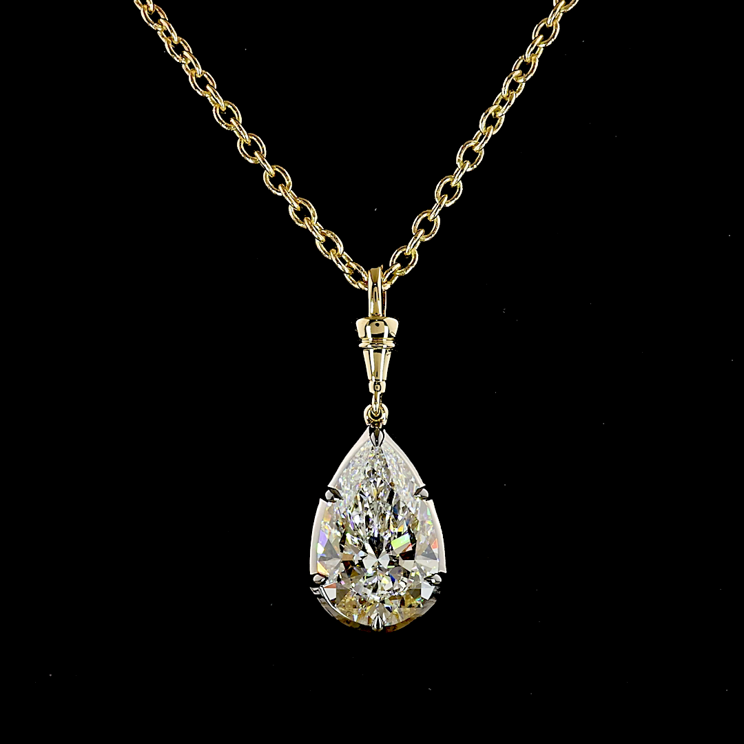 3.00 CT Pear Lab Grown Diamond Solitaire Necklace Pendant 16.5" (E Color and VVS2 Clarity)