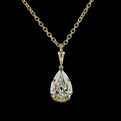 3.00 CT Pear Lab Grown Diamond Solitaire Necklace Pendant 16.5" (E Color and VVS2 Clarity)