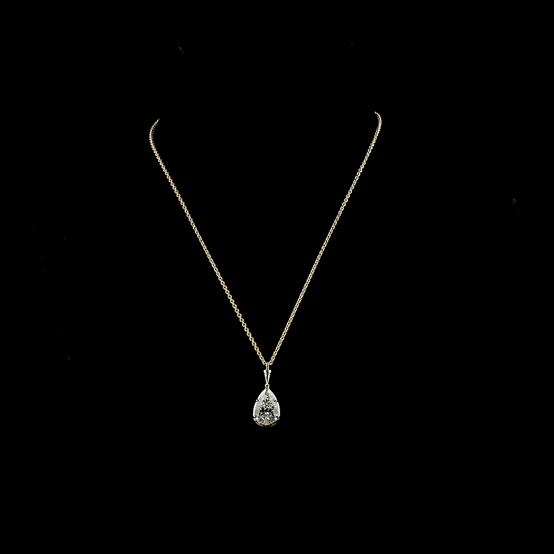 5.08 CT Pear Lab Grown Diamond Solitaire Necklace Pendant 16.5" (G Color and VVS2 Clarity)