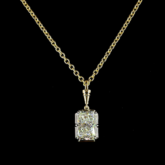 3.03 CT Radiant Lab Grown Diamond Solitaire Necklace Pendant 16.5" (E Color and VVS2 Clarity)