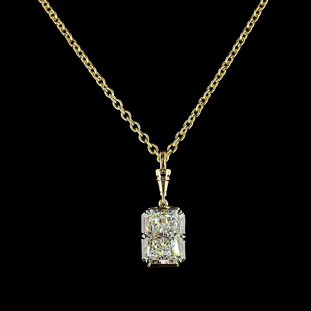 3.03 CT Radiant Lab Grown Diamond Solitaire Necklace Pendant 16.5" (E Color and VVS2 Clarity)
