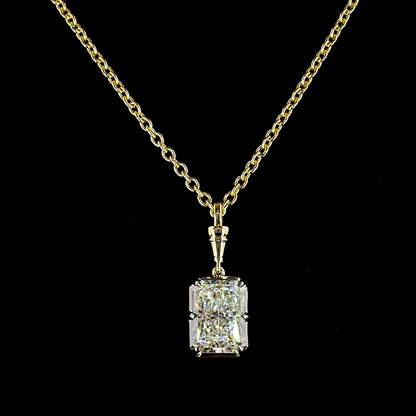 3.03 CT Radiant Lab Grown Diamond Solitaire Necklace Pendant 16.5" (E Color and VVS2 Clarity)