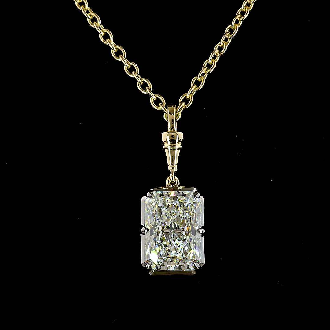 3.03 CT Radiant Lab Grown Diamond Solitaire Necklace Pendant 16.5" (E Color and VVS2 Clarity)