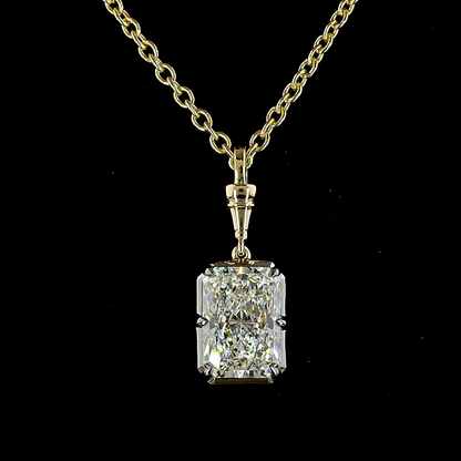 3.03 CT Radiant Lab Grown Diamond Solitaire Necklace Pendant 16.5" (E Color and VVS2 Clarity)
