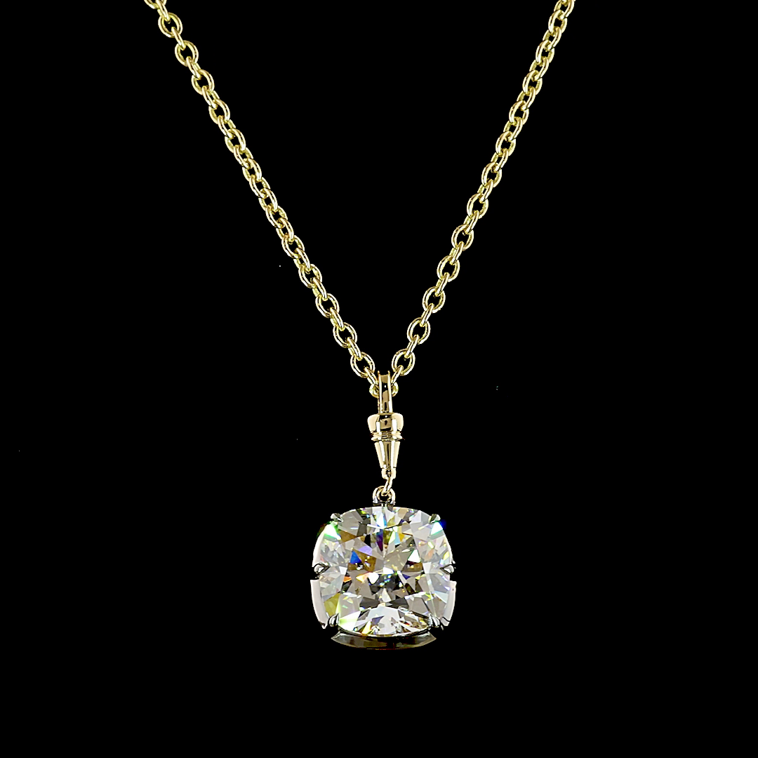 5.02 CT Square Cushion Brilliant Lab Grown Diamond Solitaire Necklace Pendant 16.5" (E Color and VVS2 Clarity)