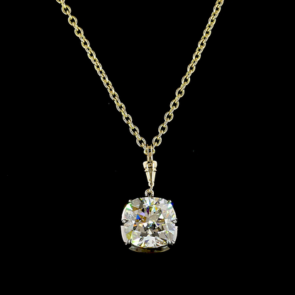 5.02 CT Square Cushion Brilliant Lab Grown Diamond Solitaire Necklace Pendant 16.5" (E Color and VVS2 Clarity)