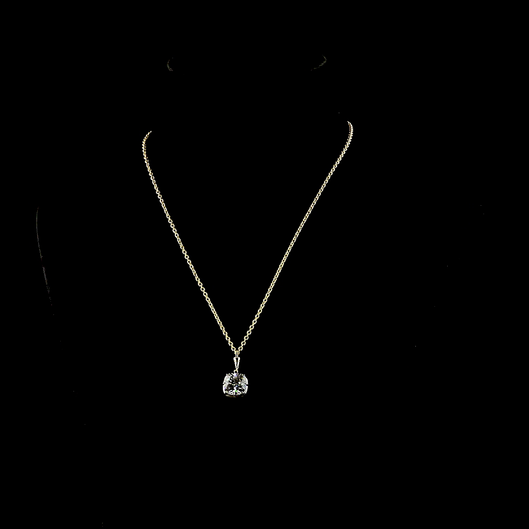 5.02 CT Square Cushion Brilliant Lab Grown Diamond Solitaire Necklace Pendant 16.5" (E Color and VVS2 Clarity)