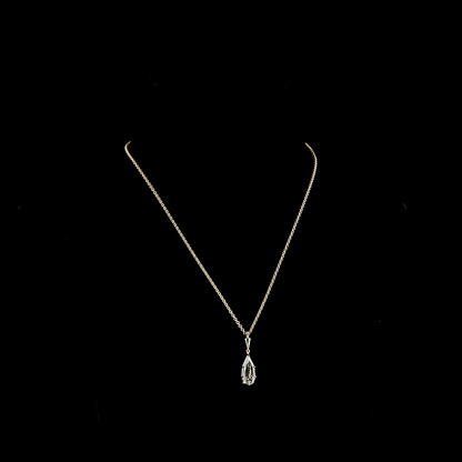 3.17 CT STEP PEAR Lab Grown Diamond Solitaire Necklace Pendant 16.5" (F Color and VS1 Clarity)