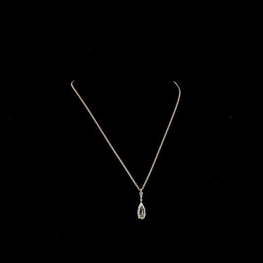 3.17 CT STEP PEAR Lab Grown Diamond Solitaire Necklace Pendant 16.5" (F Color and VS1 Clarity)