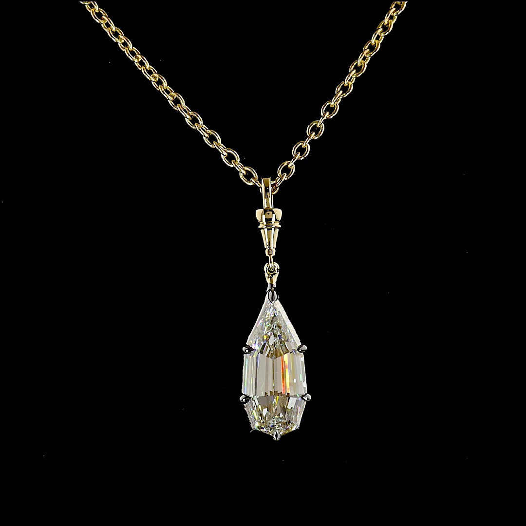 3.17 CT STEP PEAR Lab Grown Diamond Solitaire Necklace Pendant 16.5" (F Color and VS1 Clarity)